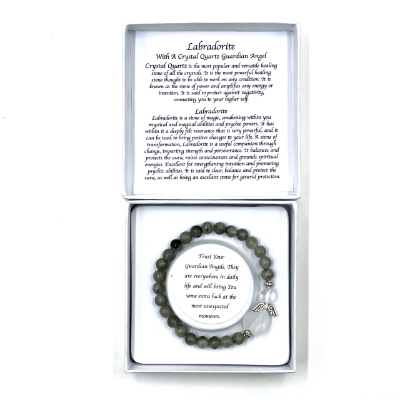 Labradorite Crystal Heart Guardian Angel Bracelet-655